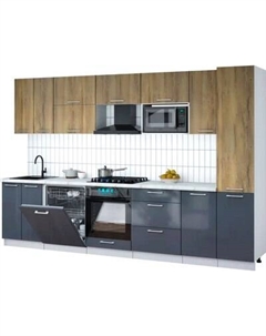 Кухонный гарнитур Интерлиния Мила Gloss 3.2-ПМ2