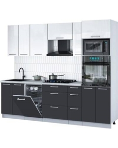 Кухонный гарнитур Интерлиния Мила Gloss 2.55-ПМ3