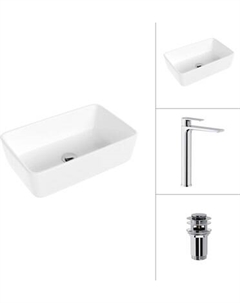 Умывальник со смесителем Lauter 21674A + Reef 21CK8678C с донным клапаном 21190CH