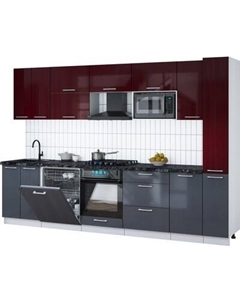 Кухонный гарнитур Интерлиния Мила Gloss 3.1-ПМ2