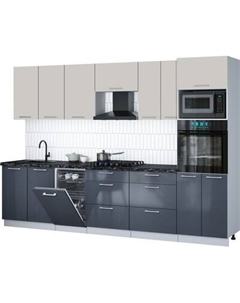 Кухонный гарнитур Интерлиния Мила Gloss 3.05-ПМ3