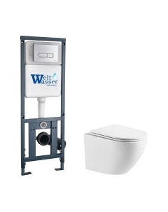Унитаз подвесной с инсталляцией WeltWasser Marberg 410 + Merzbach 043 GL-WT + Mar 410 SE CR Weltwasser