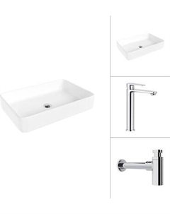 Умывальник со смесителем Lauter 21842 + Moon 21СK81691C с сифоном 21635CH