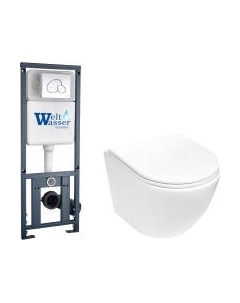 Унитаз подвесной с инсталляцией WeltWasser Marberg 410 + Merzbach 043 MT-WT + Mar 410 RD-CR Weltwasser