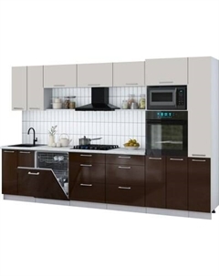 Кухонный гарнитур Интерлиния Мила Gloss 3.3-ПМ1