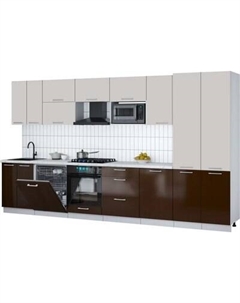 Кухонный гарнитур Интерлиния Мила Gloss 3.7-ПМ2