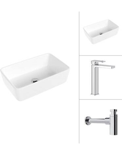 Умывальник со смесителем Lauter 21674A + Cascade 21СК0655C с сифоном 21635CH