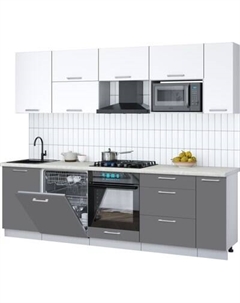 Кухонный гарнитур Интерлиния Мила Gloss 2.6-ПМ2