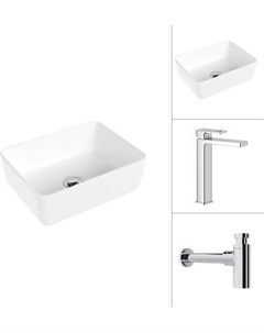 Умывальник со смесителем Lauter 21674B + Cascade 21СК0655C с сифоном 21635CH