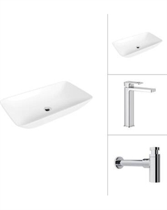 Умывальник со смесителем Lauter 21886 + Cascade 21СК0655C с сифоном 21635CH