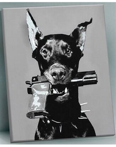 Картина по номерам Флюид Грозный доберман 40x50 / QHR0011