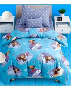 Комплект постельного белья Ночь нежна Чебурашка Зимние игры 1.5сп 50x70 / 500303-1+500304-1