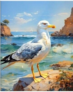 Картина по номерам Молли Чайка на море 40х50 / HR0744 Molli