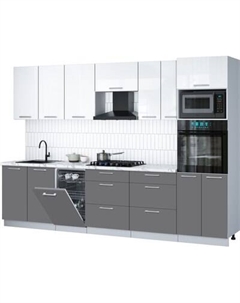 Кухонный гарнитур Интерлиния Мила Gloss 3.05-ПМ3