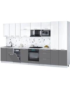 Кухонный гарнитур Интерлиния Мила Gloss 3.7-ПМ4