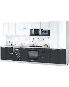 Кухонный гарнитур Интерлиния Мила Gloss 3.7-ПМ4