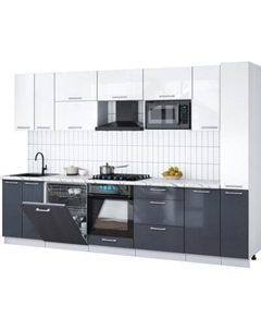 Кухонный гарнитур Интерлиния Мила Gloss 3.1-ПМ2