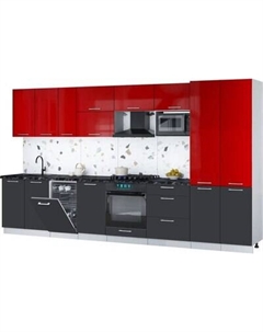 Кухонный гарнитур Интерлиния Мила Gloss 3.7-ПМ4