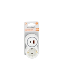 Блок мультирозеточный 1-гнездн. 16A с/з с/ш USB A+С 2P+E 191903 Zenitech