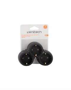 Блок мультирозеточный 3-гнездн. 16A с/з с/ш 3X2P+E 191906 Zenitech
