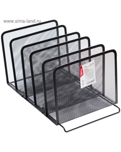 Подставка для сортировки писем и бумаг Steel & Style, 5 отделений, металлическая, чёрная Berlingo