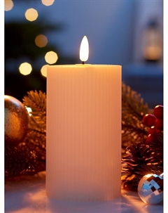 Светодиодная свеча восковая «Белая рифленая», 15×7 см, от батареек АААx3, свечение тёплое белое Luazon lighting