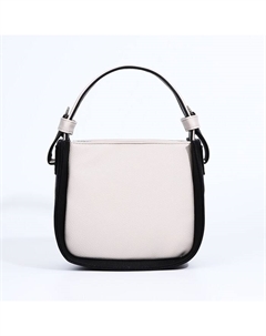 Сумка женская тоут на молнии, 19×8×18 см, однотонная, бежевая/чёрная Textura