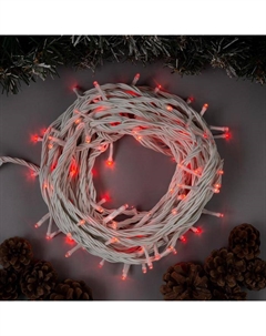 Гирлянда «Нить» 10 м, IP44, УМС, белая нить, 100 LED, свечение красное, 220 В Luazon lighting