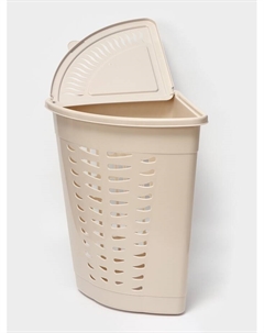 Корзина для белья угловая, 45 л, 37×50×56 см, с крышкой, слоновая кость Альтернатива