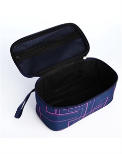 Косметичка дорожная на молнии «», с ручкой, средний размер, синяя/розовая Бако текстиль