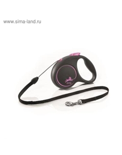Рулетка Black Design S (до 12 кг) 5 м трос, черный/розовый Flexi