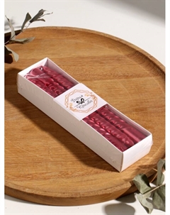 Набор свечей витых, 1.9×20 см, 6 шт., рубиновый металлик Богатство аромата