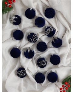 Ёлочные шары «Бархат. Маскарад», новогодние, d=6 см, 16 шт., синий Зимнее волшебство