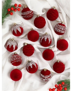 Ёлочные шары «Бархат. Маскарад», новогодние, d=6 см, 16 шт., красный Зимнее волшебство