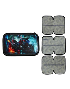 Пенал 3 секции, 125 х 205 мм, "Мото", ламинированный картон Calligrata