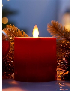 Светодиодная свеча восковая «Глубокий красный», 10×7 см, от батареек АААx3, свечение тёплое белое Luazon lighting