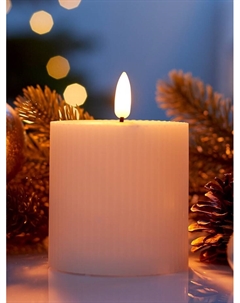 Светодиодная свеча восковая «Белая рифленая», 10×7 см, от батареек АААx3, свечение тёплое белое Luazon lighting