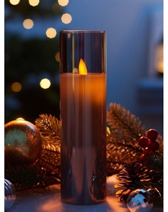 Светодиодная свеча «Серебристая», 18×5.5 см, от батареек AAx2, свечение тёплое белое Luazon lighting