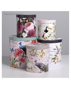 Набор коробок 5 в 1, упаковка подарочная, Flowers, 13 х 14‒19.5 х 22 см Дарите счастье