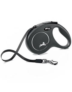 Поводок-рулетка New Classic M. Лента 5 м для собак до 25 кг Черный Flexi