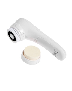 Массажер для лица SR-02, чистка и пилинг, 3 насадки: щетка, спонж, от батареек 2хАА, белый Технологии здоровья