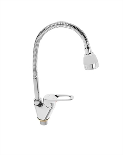 Смеситель для кухни Accoona A84850, однорычажный, гибкий излив, силумин, хром