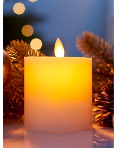 Светодиодная свеча восковая «Белая», 10×7 см, от батареек АААx3, свечение тёплое белое Luazon lighting