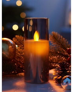 Светодиодная свеча «Серебристая», 14×5.5 см, от батареек AAx2, свечение тёплое белое Luazon lighting