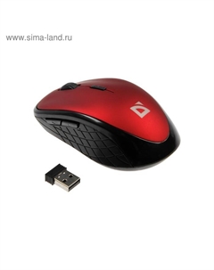 Мышь Defender Hit MM-415, беспроводная, оптическая, 1600dpi, 2хAAA (не в комплекте), красная