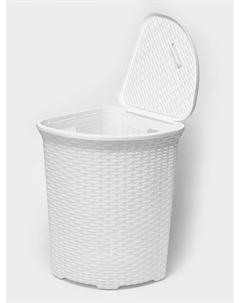 Корзина для белья угловая с крышкой «Ротанг», 60 л, 40.5×40.5×57 см, белая Violet