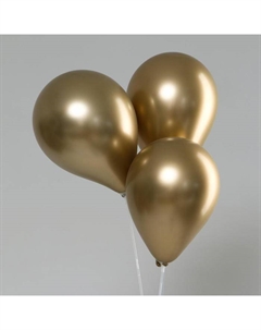 Воздушные шары латексные 12", хром, 50 шт., золотые Neotex co