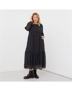 Платье миди женское plus-size, размер 58, чёрное Mist