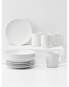 Набор фарфоровой посуды «Универсальный», 12 предметов: тарелка d=20 см, глубокая 700 мл, d=20 см, кружка 350 мл Добрушский фарфоровый завод