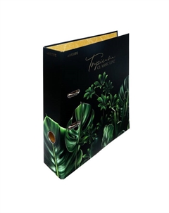 Пaпкa-регистратор А4, 75 мм, Tropicana, ламинированый картон, черный/зеленый, разборный Devente